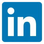 Blue LinkedIn logo on white background