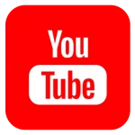 YouTube logo icon displayed in the footer section of a webpage